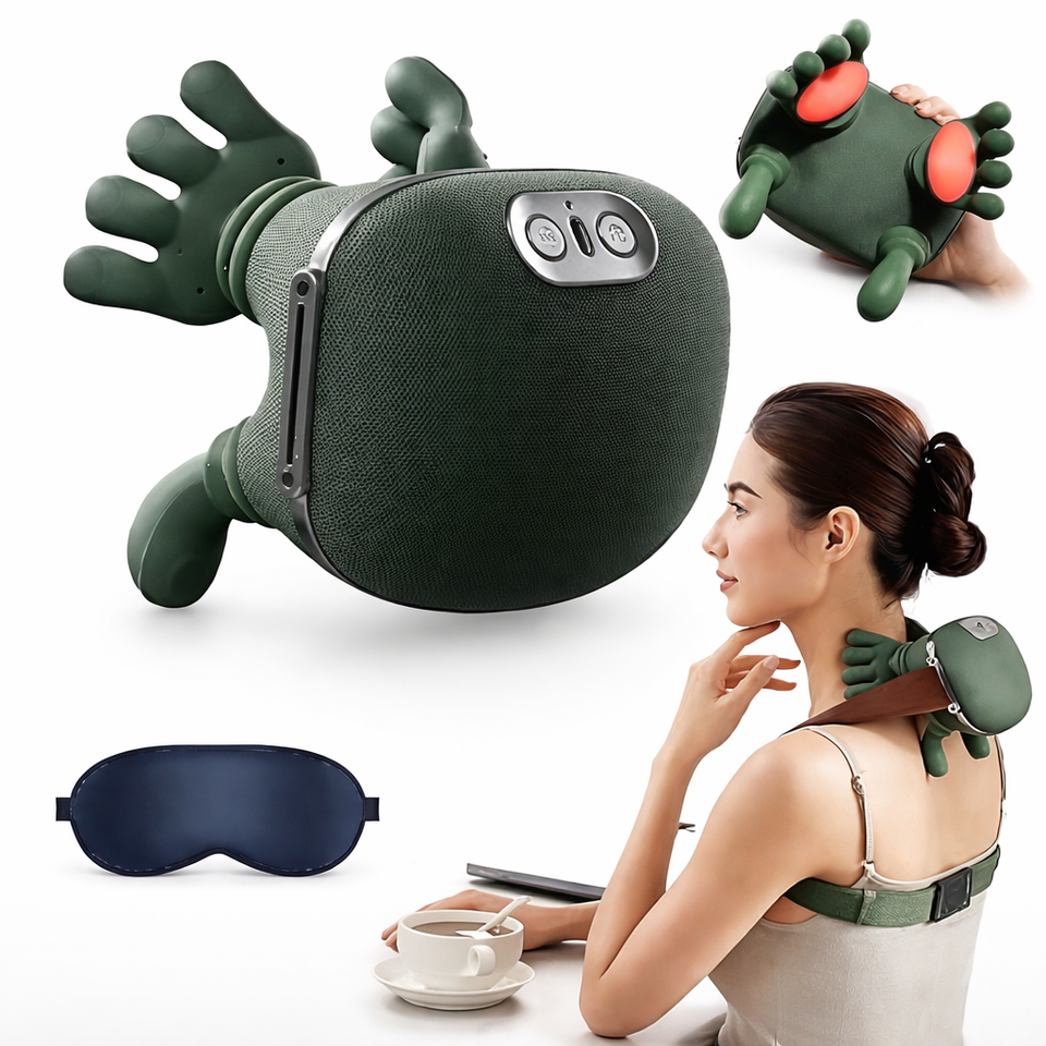 Shiatsu neck massager with heat for deep pain relief